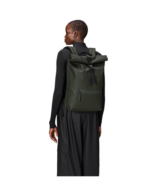 Rains Green Rolltop Rucksack