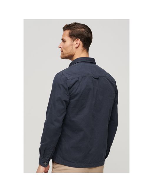 Superdry Blue Canvas Overshirts for men