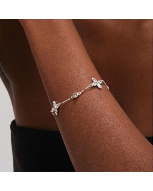 Jon Richard White Plated And Crystal Clover Bracelet