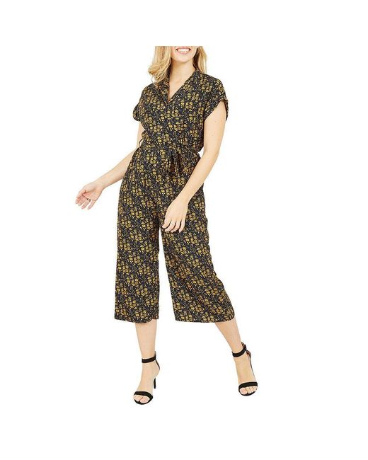 Yumi' Green Ditsy Jumpsuit With Pockets