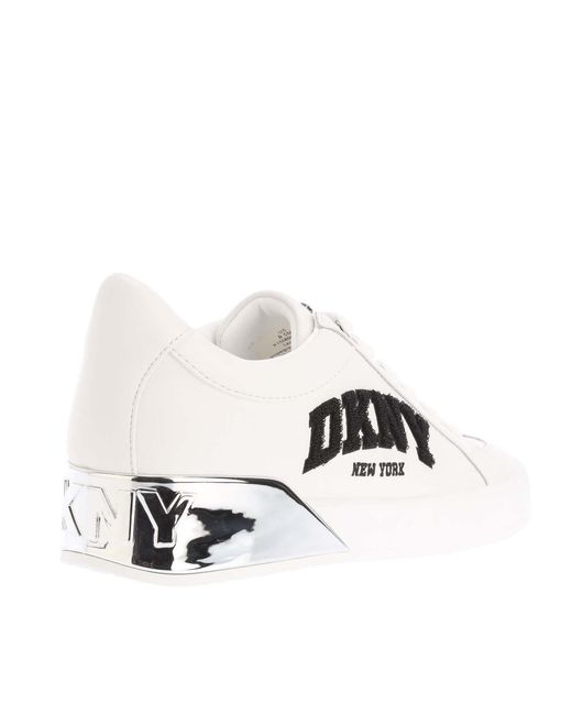 DKNY White Maben Varsity Lace Up Trainers Size 4.5