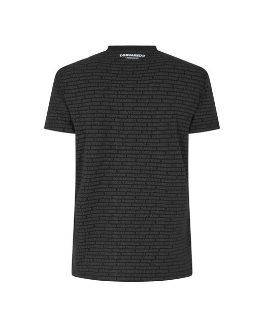 DSquared² Black All Over Logo T-Shirt for men