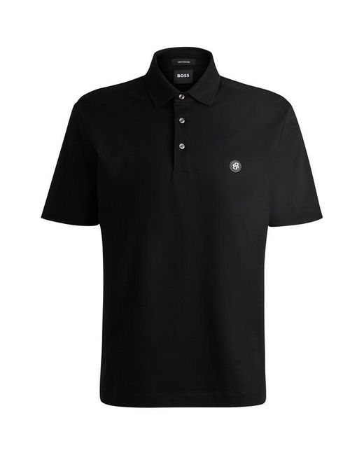 Boss Black Mercerized-cotton Polo Shirt for men