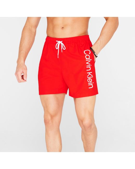 Calvin Klein Red Large Logo Shorts for men