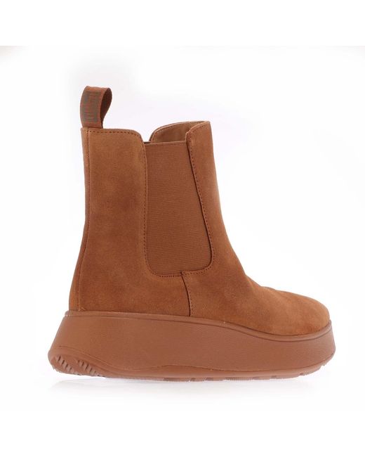 Fitflop Brown F-Mode Suede Flatform Chelsea Boots