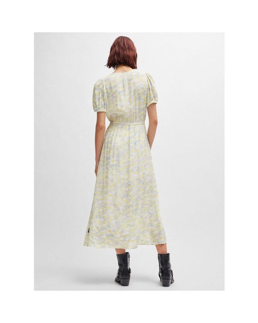 HUGO Natural Kikoni-1 Wrap-Front Dress