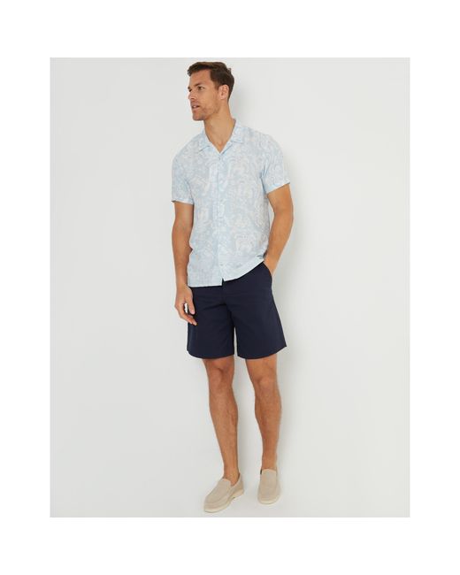 Threadbare Blue Short-Sleeve Patterned Shirt for men