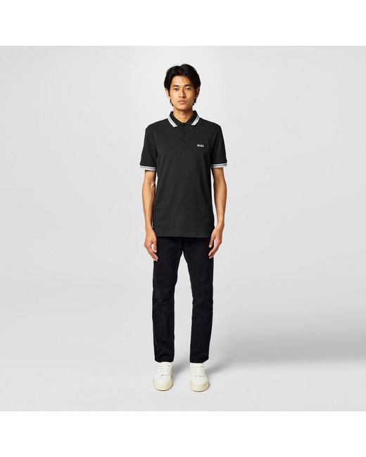 Boss Black Paddy Polo Shirt With Contrast Tipping for men