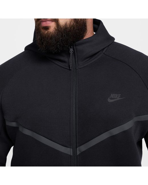 Nike Black Sportswear Tech Fleece Windrunner Full-zip Hoodie Cotton/polyester 50% Sustainable Blends for men