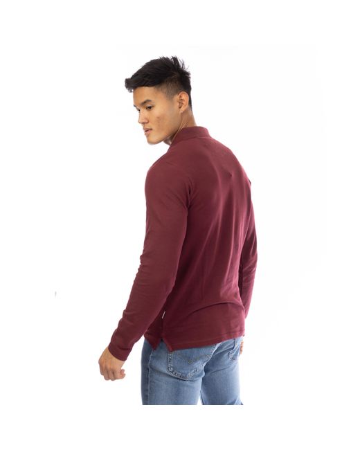 Peter Werth Red Glasby Long Sleeve Polo Shirt for men