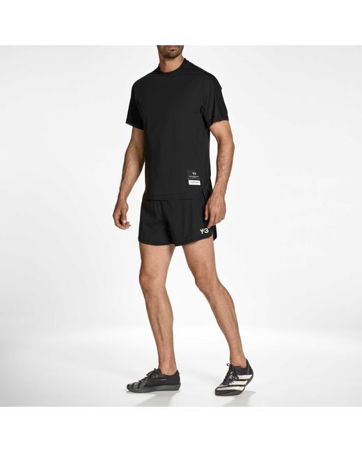 Y-3 Black Short Sleeve Performance Running Top for men