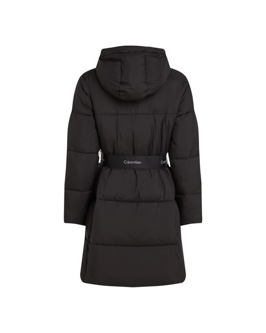 Calvin Klein Black Logo Belt Long Puffer
