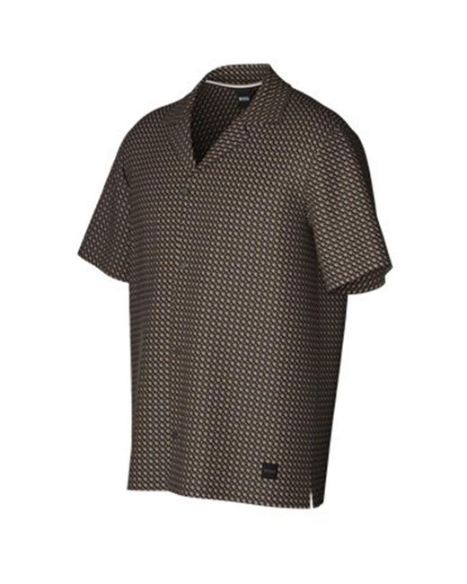 Boss Black Bodywear Beach Patterned Short Sleeve Shirt for men