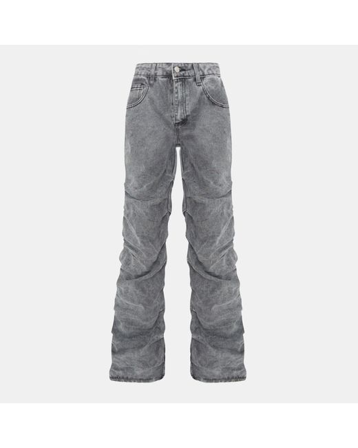 I Saw It First Gray Ruched Straight Jeans