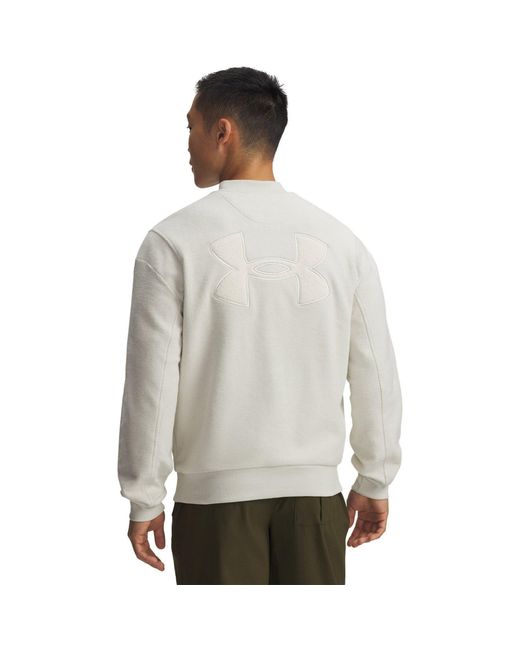 Under Armour Gray Icon Reversible Terry Varsity Bomber Jacket for men