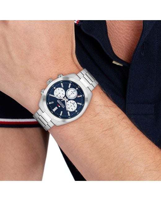 Tommy Hilfiger Blue Hudson Stainless Steel Chronograph Analogue Quartz Watch for men