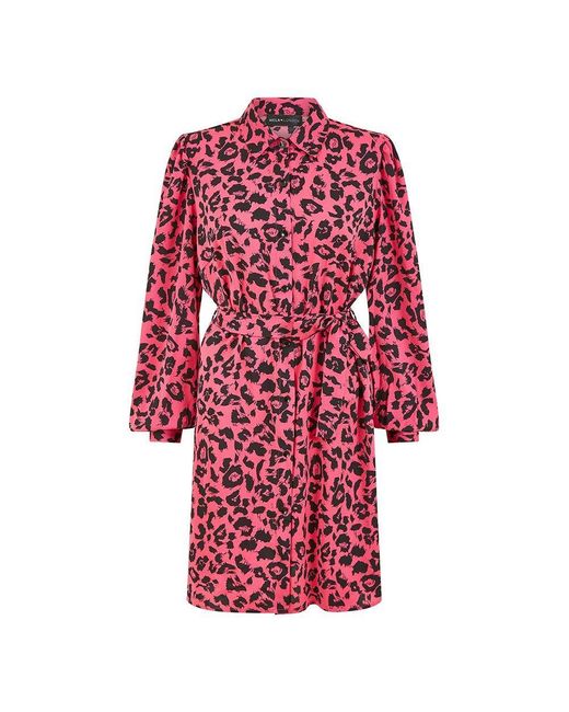 Mela London Red Animal Print Long Sleeve Dress