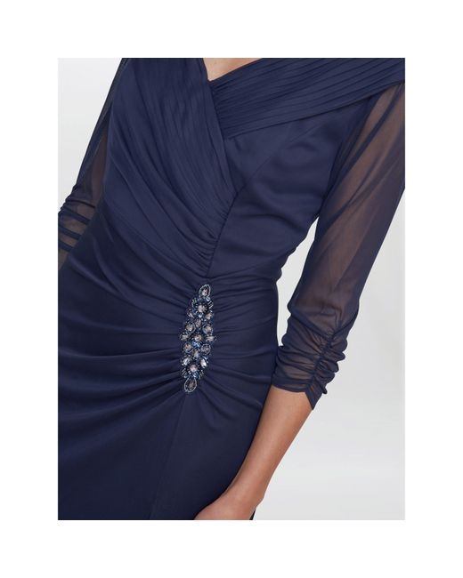 Gina Bacconi Blue Georgina Maxi Portrait Collar Dress