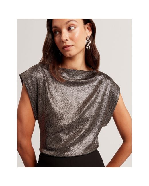 Ted Baker Gray Metallic Short Sleeve Slim Fit T-Shirt