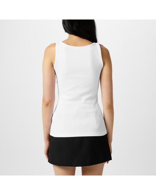 Versace White 90S Vintage Logo Ribbed Tank Top