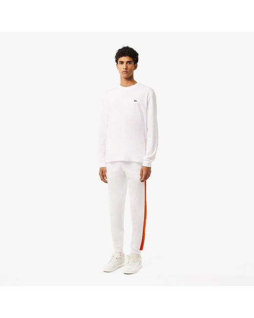 Lacoste White Tapered Leg Sweatpants for men