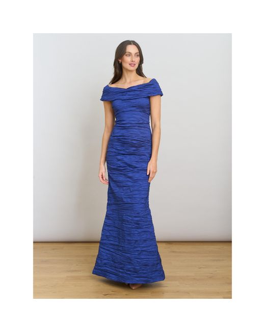 Gina Bacconi Blue Sidney Off-Shoulder Maxi Dress