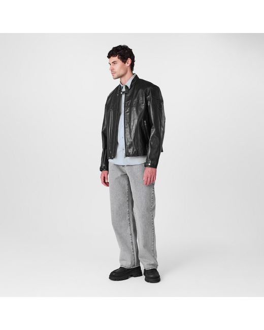 Belstaff Black Leather Jacket for men