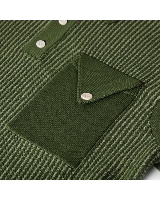 Pretty Green Green Roxy Knitted Short-Sleeve Polo Shirt for men
