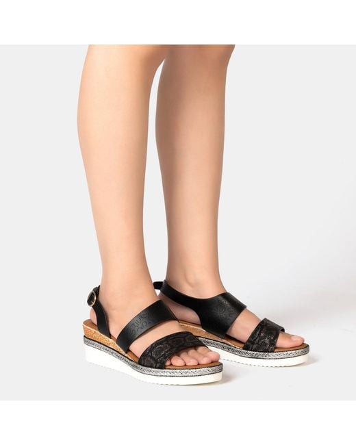 Firetrap Black Ella Ladies Back-Strap Wedge Sandals