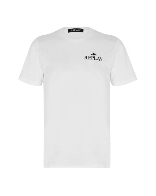 Replay White Small Logo T-Shirt for men