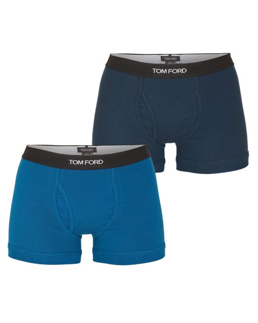 Tom Ford Blue Plain Cotton Boxer Briefs, 2-Pack for men