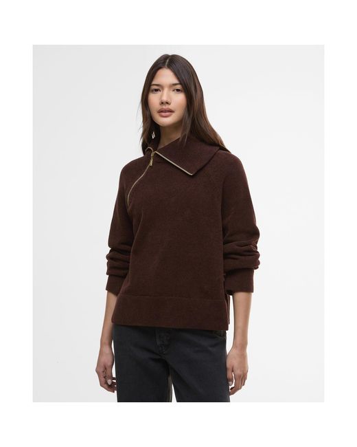 Barbour Brown Saskia Funnel-Neck Jumper