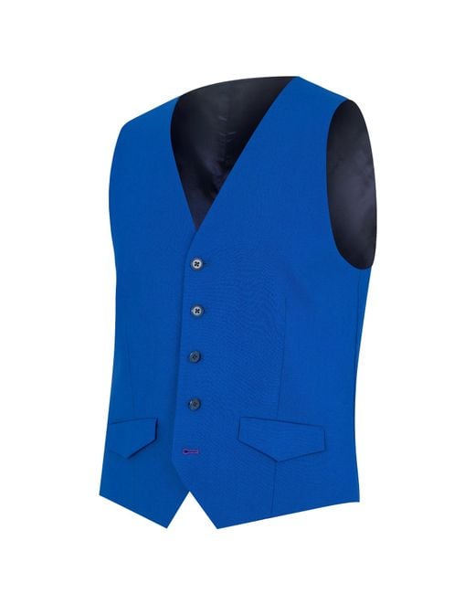 Without Prejudice Blue Kilburn Slim Fit Waistcoat for men