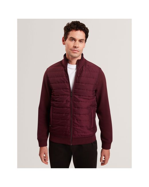 Ted Baker Red Long Sleeve Quilted Hybrid Jacket for men