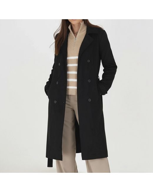 Brave Soul Black Bs Faux Suede Trench Coat With Belt