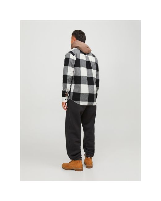 Jack & Jones Gray Buffalo Check Overshirt for men