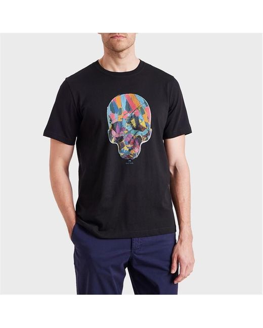 PS by Paul Smith Black Ps Ps Skull Logo Tee Sn43 for men