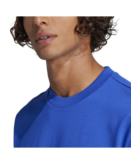 Adidas Blue Essentials Single Jersey Logo T-Shirt for men
