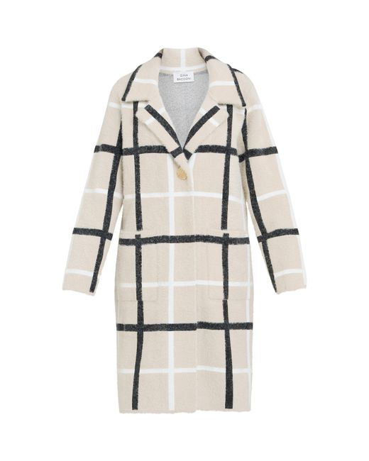 Gina Bacconi Natural Winslet Checked Overcoat