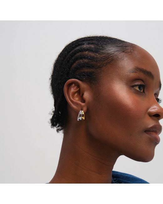 Jon Richard Metallic Two Tone Waterproof Ribbed Dome Earrings