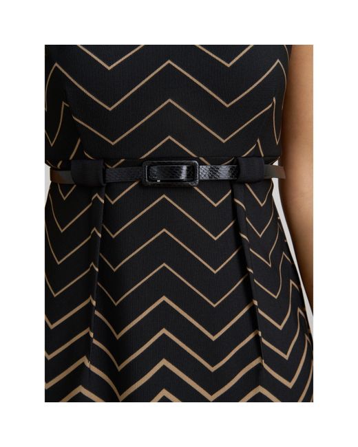 Gina Bacconi Black Sofie Print Dress With Belt