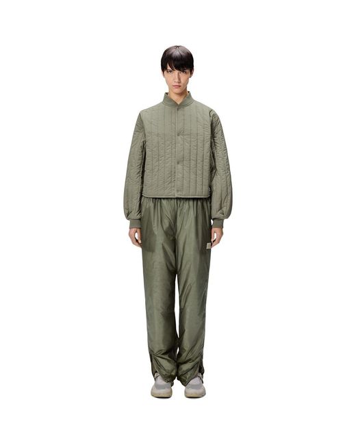 Rains Green Banja Liner Bomber Water Resistant Cropped Quilted Jacket