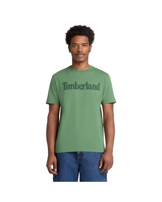 Timberland Green Northwood Wordmark Logo Cotton Short-Sleeve T-Shirt for men