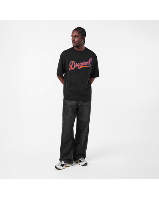 DSquared² Black Oversized T-Shirt for men