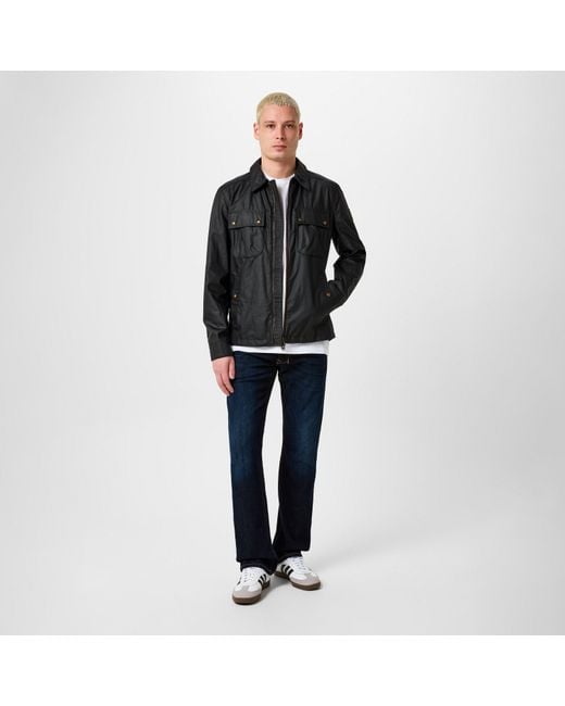 Belstaff Black Tour Waxed Cotton Waterproof Long Sleeve Overshirt for men