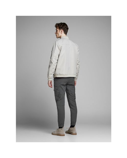 Jack & Jones Gray Slim Stretch Cuffed Cargo Pants for men