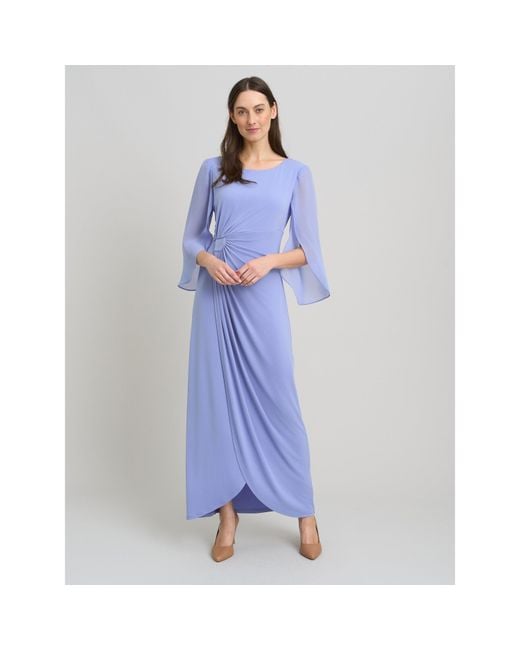 Gina Bacconi Blue Iulia Maxi Wrap Dress With Chiffon Sleeve Dress