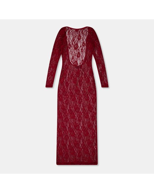 Missy Empire Red Lace Open Back Maxi Dress