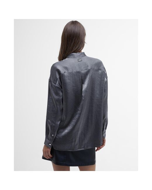 Barbour Gray Della Satin Long-sleeved Shirt