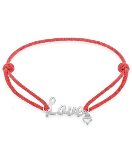 Be You Red Sterling Silver Cord 'love' Charm Bracelet